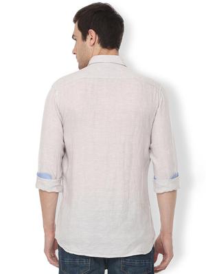 white linen casual shirt - 16107079 - Standard Image - 2