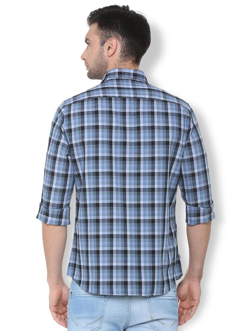 blue checkered casual shirt - 16107094 - Zoom Image - 2