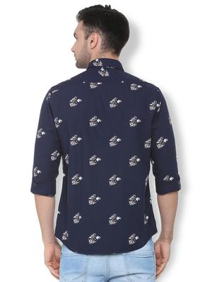 navy blue printed casual shirt - 16107101 - Standard Image - 2