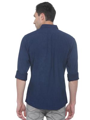 blue solid casual shirt - 16107139 - Standard Image - 2