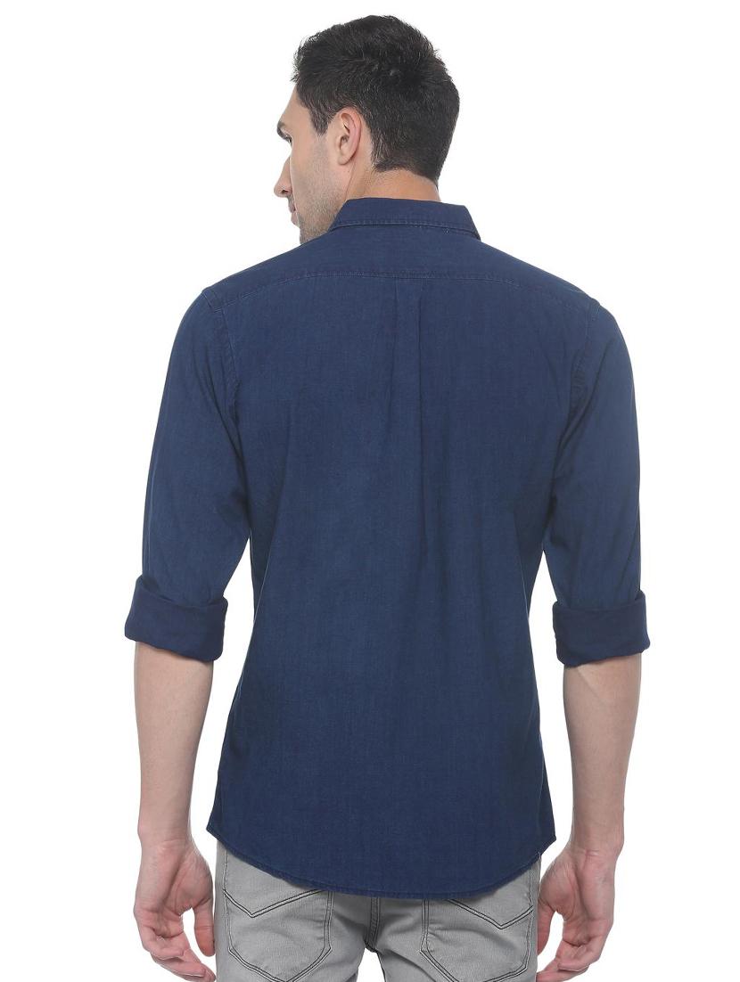 blue solid casual shirt - 16107139 - Zoom Image - 2
