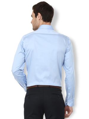 blue solid formal shirt - 16107145 - Standard Image - 2