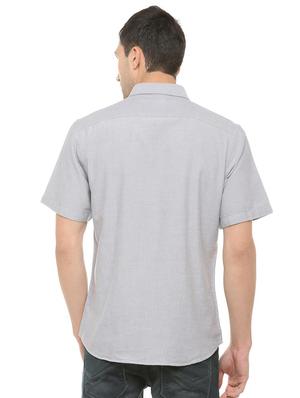 grey solid casual shirt - 16107146 - Standard Image - 2