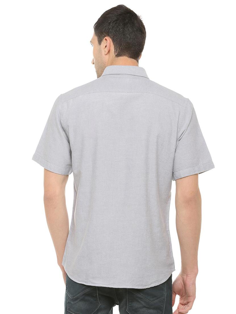 grey solid casual shirt - 16107146 - Zoom Image - 2