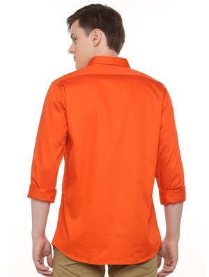 orange solid casual shirt - 16107182 - Standard Image - 2