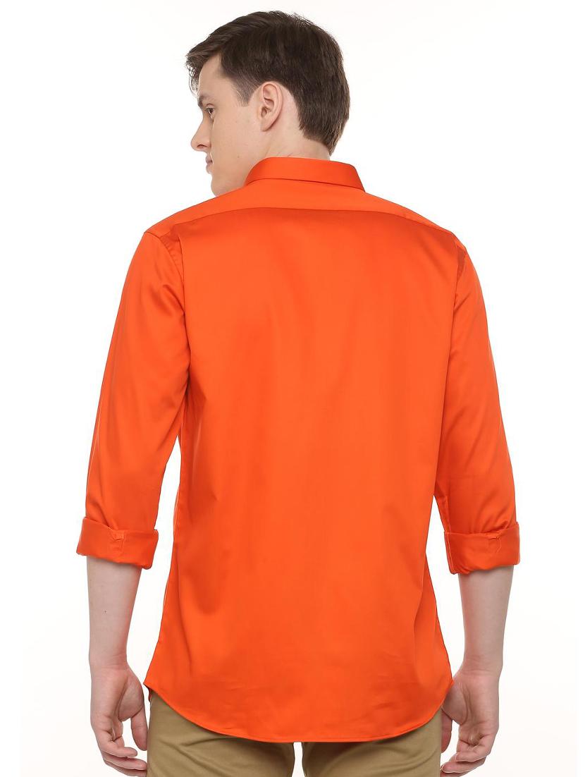 orange solid casual shirt - 16107182 - Zoom Image - 2