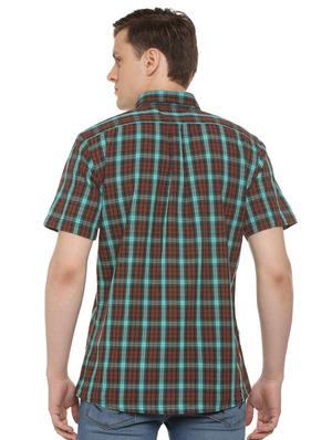 brown checkered casual shirt - 16107225 - Standard Image - 2
