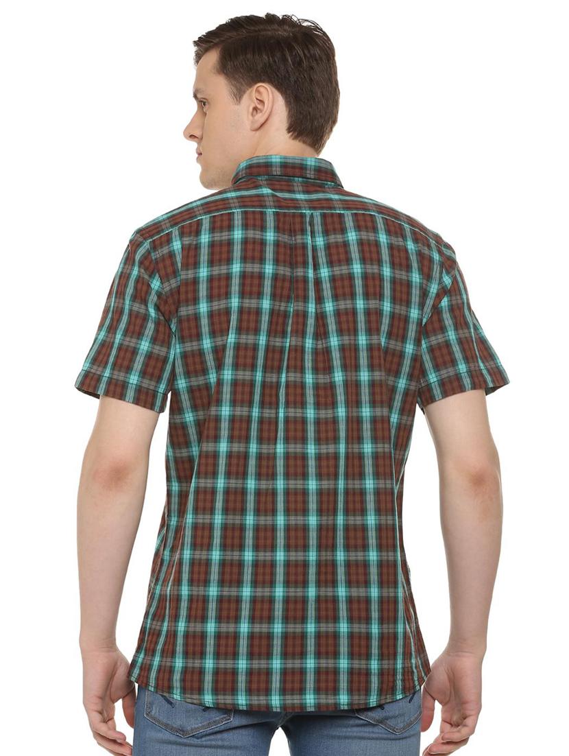 brown checkered casual shirt - 16107225 - Zoom Image - 2
