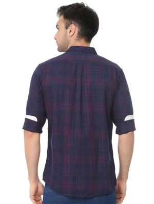 navy blue checkered casual shirt - 16107252 - Standard Image - 2