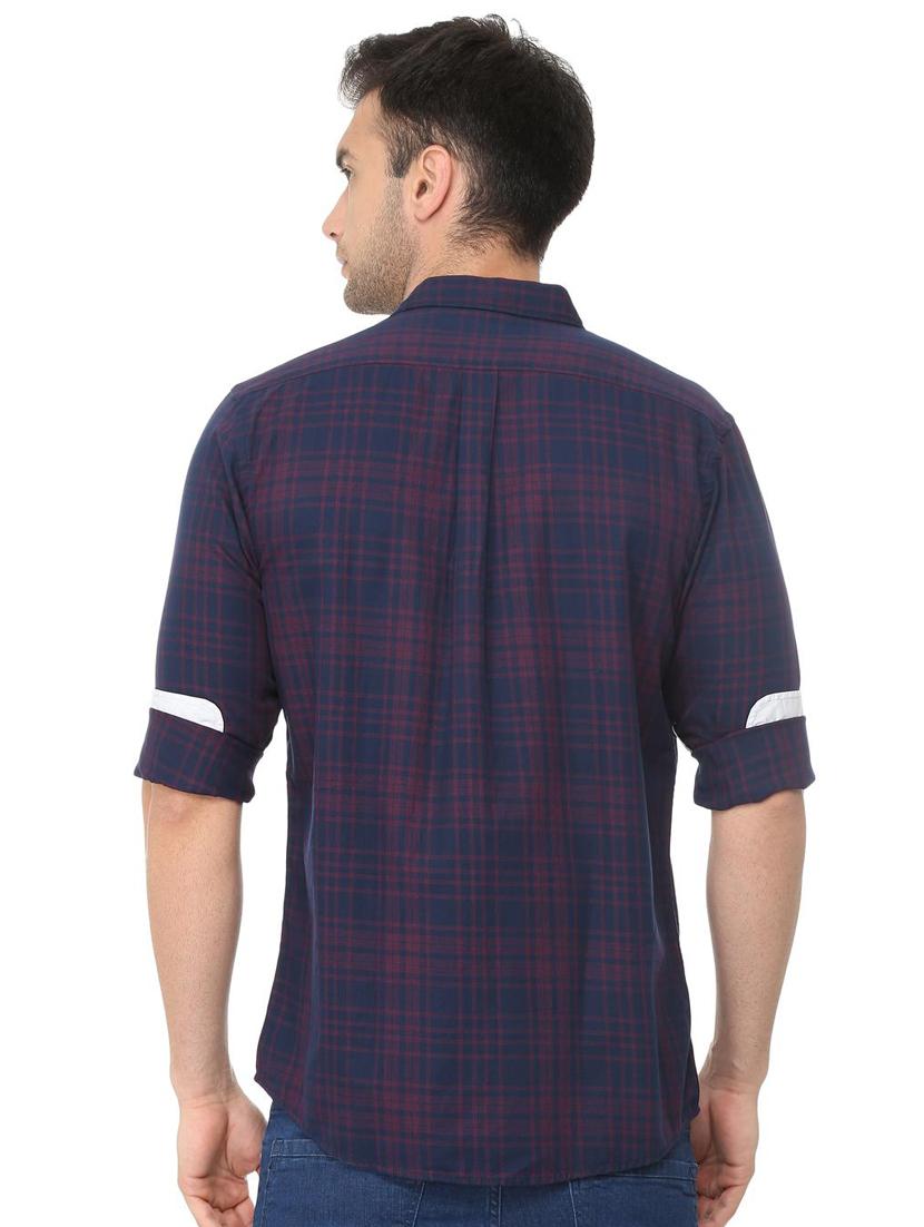 navy blue checkered casual shirt - 16107252 - Zoom Image - 2