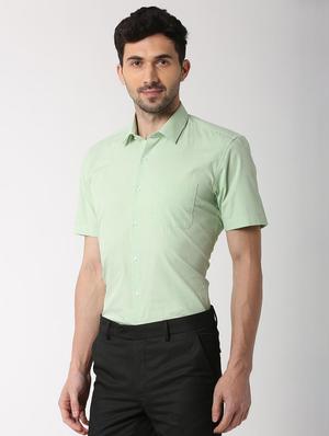green solid formal shirt - 16107285 - Standard Image - 2