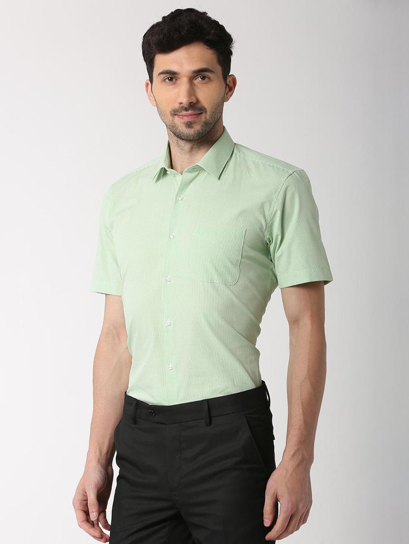 green solid formal shirt - 16107285 - Zoom Image - 2