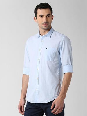blue solid casual shirt - 16107294 - Standard Image - 2