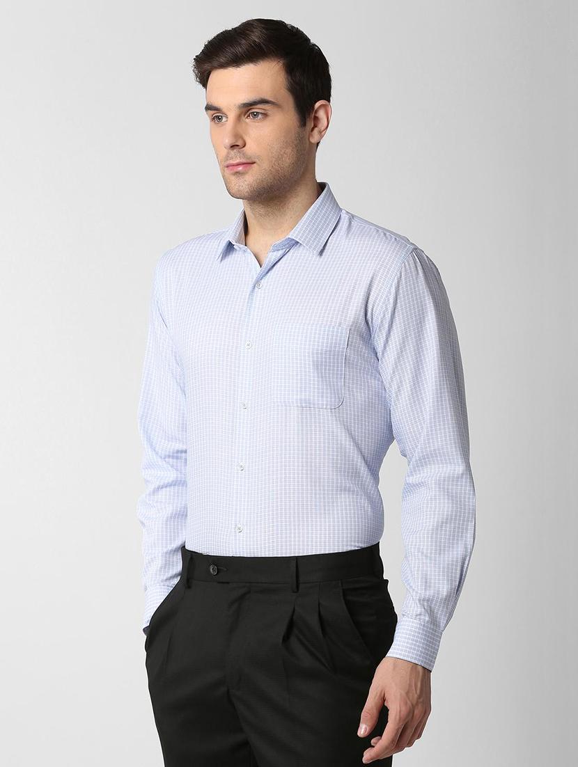 blue checkered formal shirt - 16107316 - Zoom Image - 2