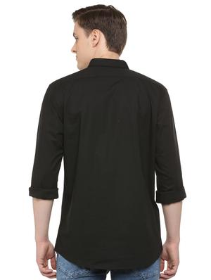 black solid casual shirt - 16107322 - Standard Image - 2