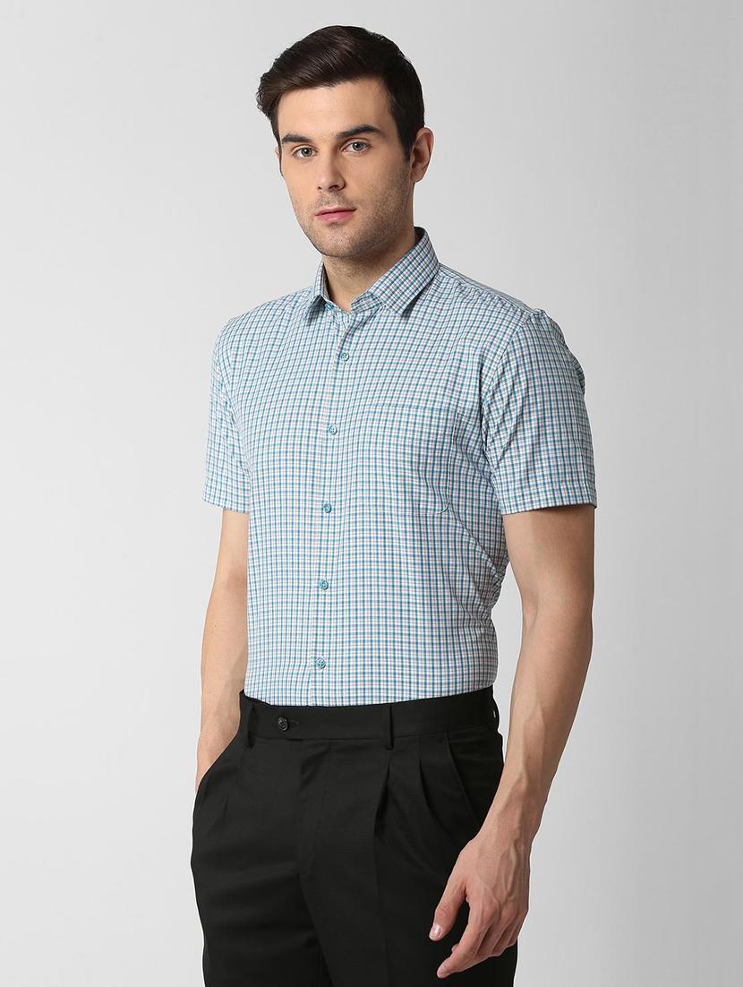 blue checkered formal shirt - 16107332 - Zoom Image - 2