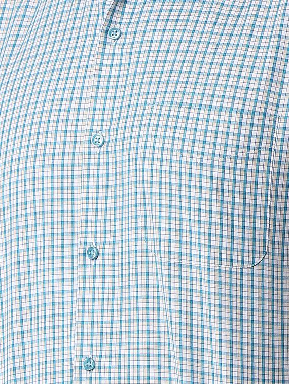 blue checkered formal shirt - 16107332 - Zoom Image - 5