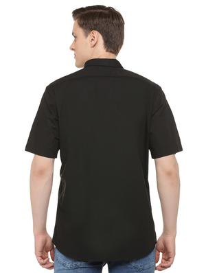 black solid casual shirt - 16107343 - Standard Image - 2