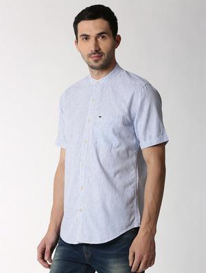 blue striped casual shirt - 16107399 - Standard Image - 2