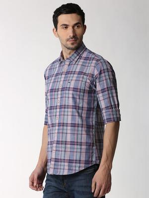 blue checkered casual shirt - 16107404 - Standard Image - 2