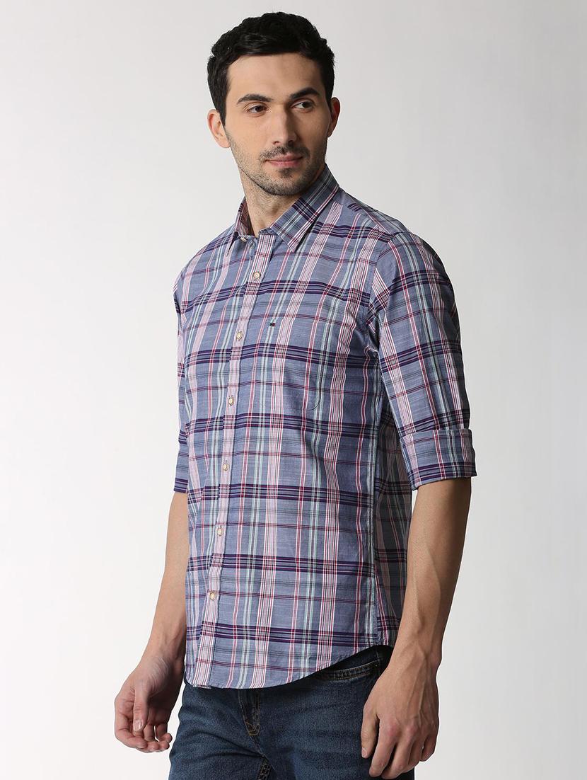 blue checkered casual shirt - 16107404 - Zoom Image - 2