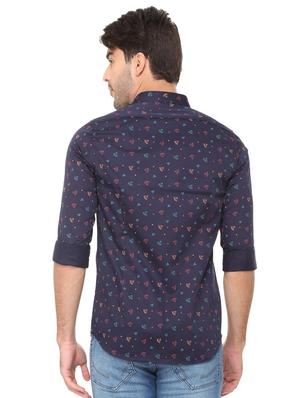 navy blue printed casual shirt - 16107482 - Standard Image - 2
