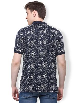 navy blue floral printed t-shirt - 16107588 - Standard Image - 2