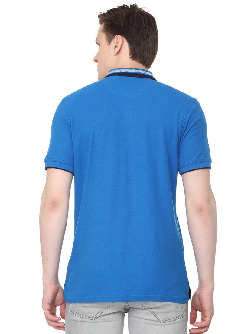 blue solid polo t-shirt - 16107628 - Zoom Image - 2