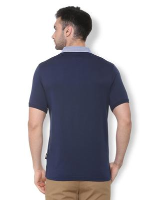 navy blue solid polo t-shirt - 16107648 - Standard Image - 2