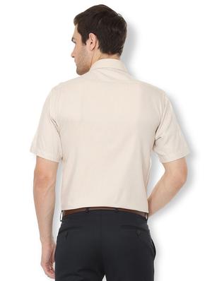 beige solid formal shirt - 16107739 - Standard Image - 2