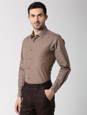 brown solid formal shirt - 16107784 - Standard Image - 2