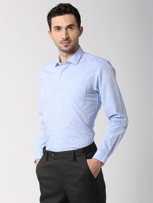 blue self design formal shirt - 16107790 - Standard Image - 2