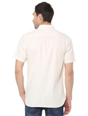 beige solid casual shirt - 16107818 - Standard Image - 2