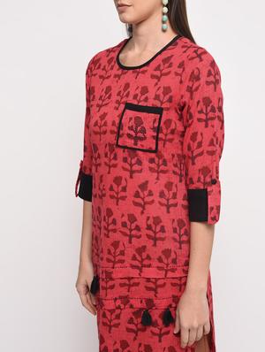 Printed straight kurta with tassels - 16108293 - Standard Image - 5