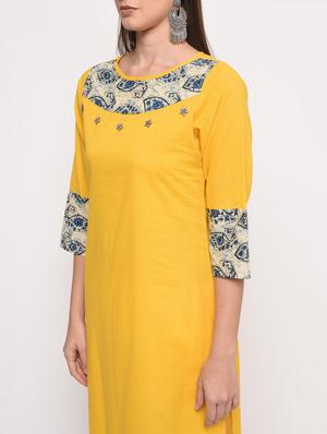 contrast straight kurta - 16108300 - Standard Image - 5