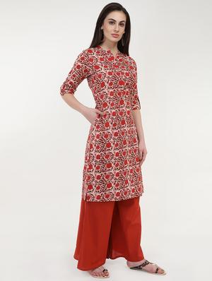 dabu floral straight kurta - 16108662 - Standard Image - 2
