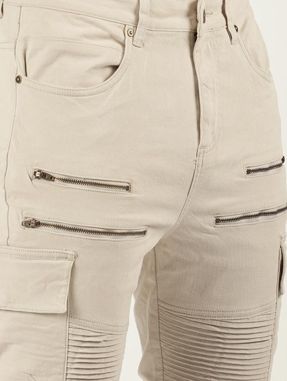 beige solid cargos - 16108808 - Zoom Image - 5