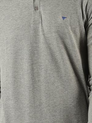 grey solid polo t-shirt - 16108907 - Standard Image - 5