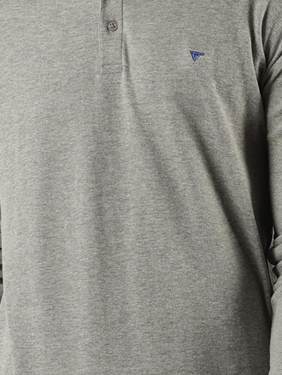 grey solid polo t-shirt - 16108907 - Zoom Image - 5