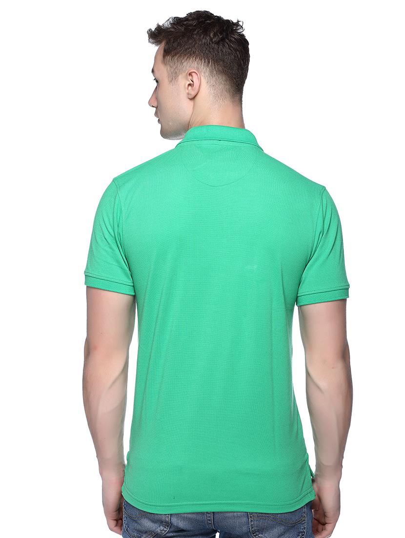 green solid polo t-shirt - 16109035 - Zoom Image - 2