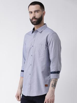 blue printed casual shirt - 16109483 - Standard Image - 2