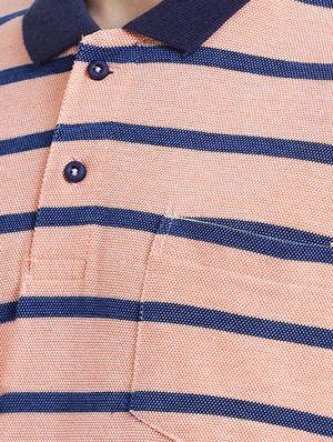 peach striped polo t-shirt - 16109653 - Standard Image - 5
