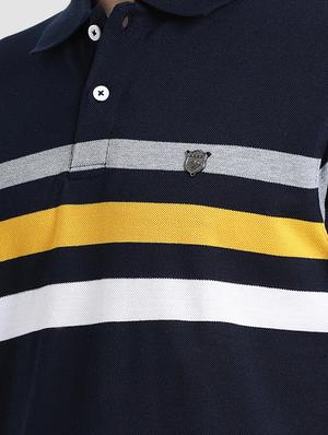 navy blue striped polo t-shirt - 16109682 - Standard Image - 5