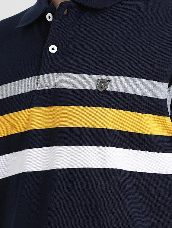 navy blue striped polo t-shirt - 16109682 - Zoom Image - 5