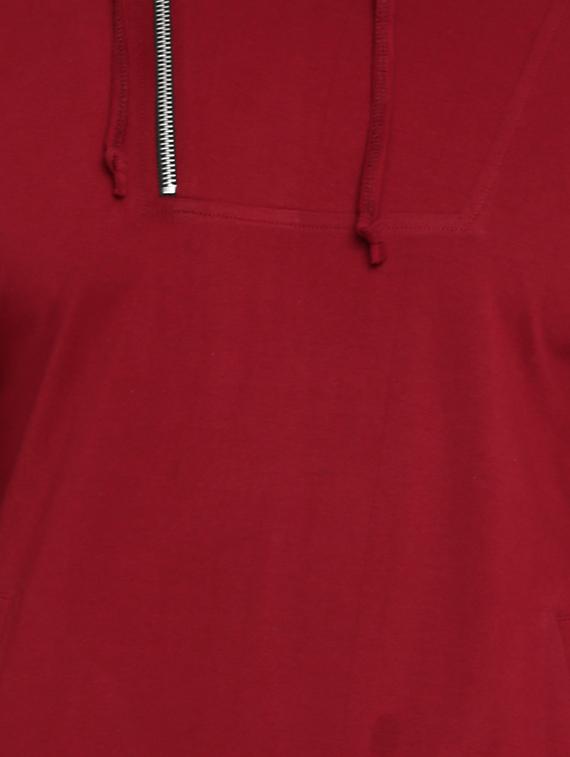 maroon solid hooded tshirt - 16109793 - Zoom Image - 5