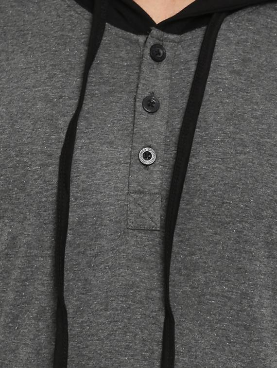 grey solid hooded tshirt - 16109795 - Zoom Image - 5