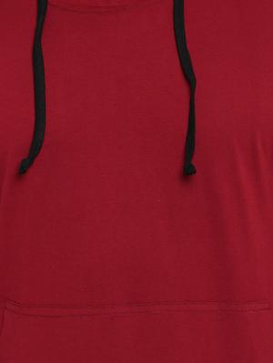maroon solid hooded tshirt - 16109802 - Standard Image - 5