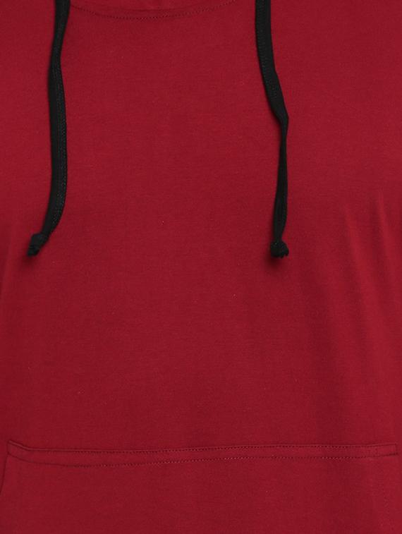 maroon solid hooded tshirt - 16109802 - Zoom Image - 5