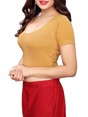 beige cotton solid blouse - 16110584 - Standard Image - 2