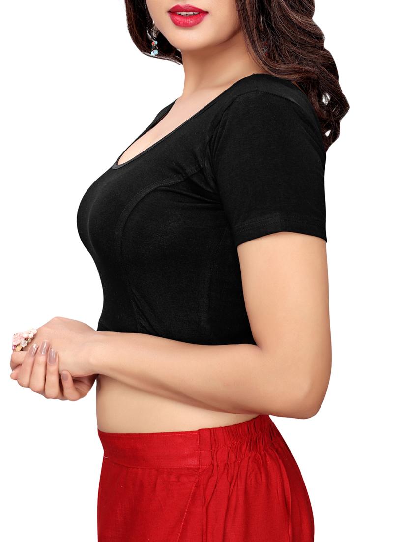 black cotton solid blouse - 16110585 - Zoom Image - 2
